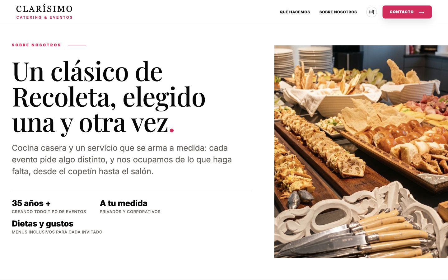 Clarísimo's brand story section, titled A Recoleta classic